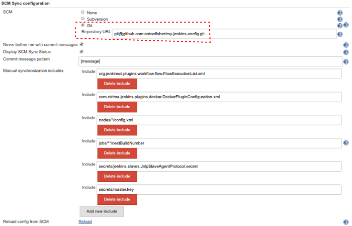 SCM Sync configuration